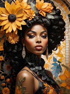 MULHER COM FLORES DE GAUDÍ I BY AI