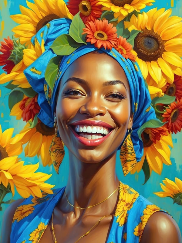 BELEZA AFRO COM GIRASSÓIS I BY AI