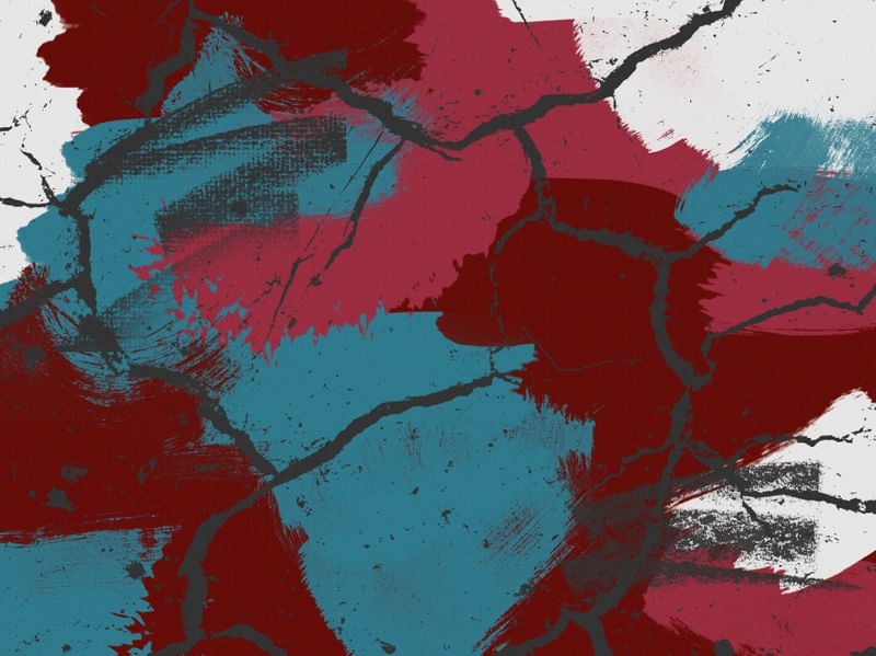 PINTURA E DETALHES ABSTRATOS SÉRIE CORES TONS AZUL VERMELHO ROSA OP 14