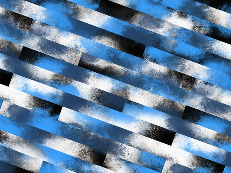 ABSTRATO CORES EM CONSTRUÇÃO SÉRIE TONS DE AZUL PRETO E BRANCO OP 13