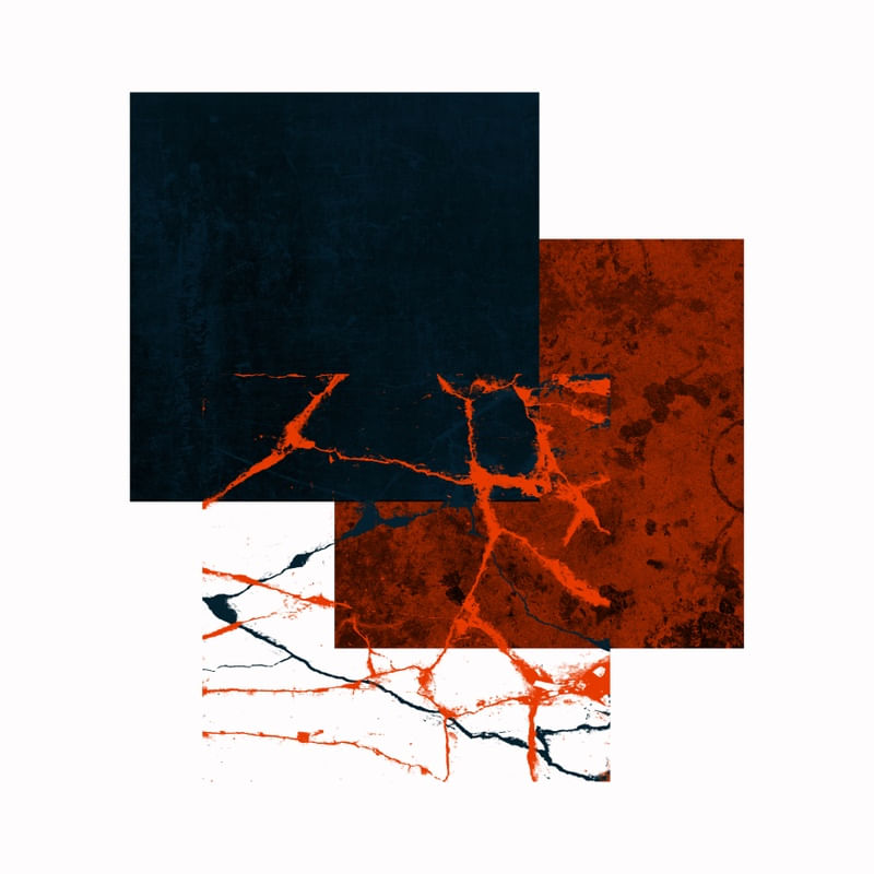 QUADRADOS MINIMALISTAS E TEXTURAS SÉRIE CORES TONS DE LARANJA AZUL OP 16