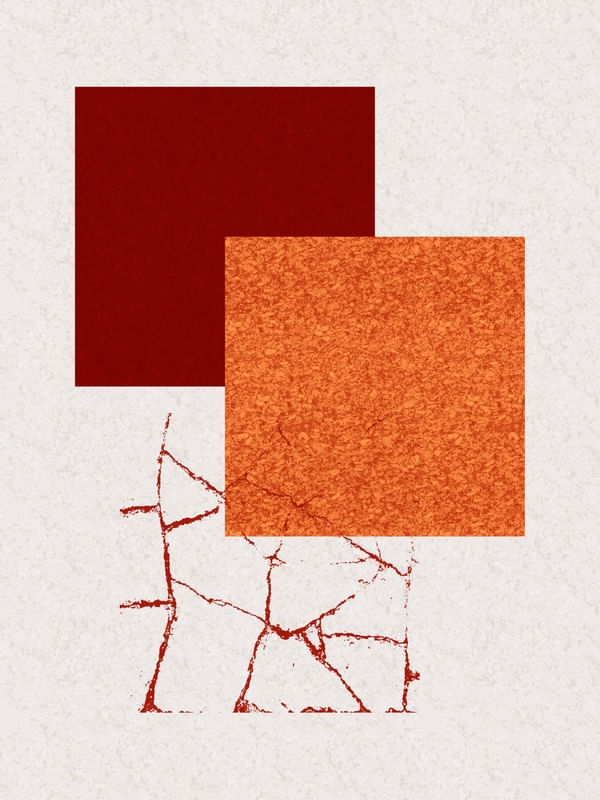 QUADRADOS MINIMALISTAS E TEXTURAS SÉRIE CORES TONS DE VERMELHO LARANJA OP 17
