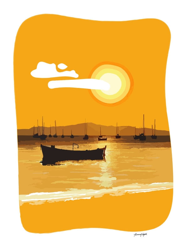 BARCOS AO PÔR DO SOL - COLEÇÃO PRAIA