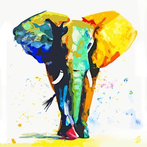 ELEFANTE AFRICANO EM AGUARELA
