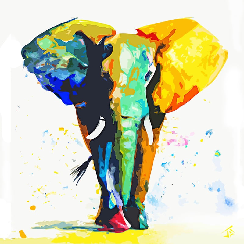 ELEFANTE AFRICANO EM AGUARELA