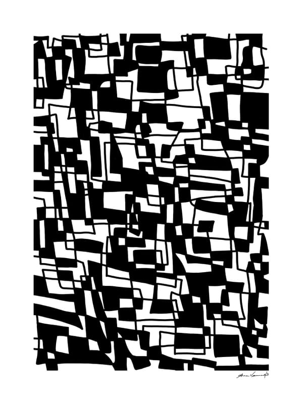ABSTRATO GEOMÉTRICO PRETO E BRANCO
