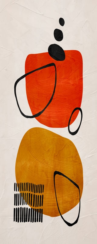 ARTE PANORÂMICA CONTEMPORANEA COLORIDA LARANJA AMARELO BEGE - ABSTRATO ORGÂNICO- 345A-PV