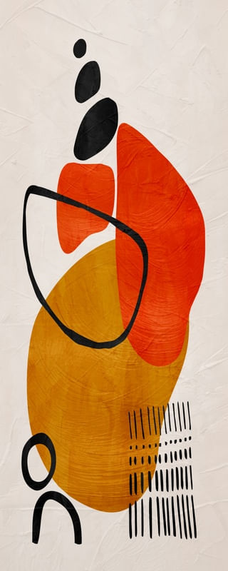 ARTE PANORÂMICA CONTEMPORANEA COLORIDA LARANJA AMARELO BEGE - ABSTRATO ORGÂNICO- 345B-PV