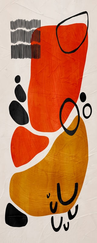 ARTE PANORÂMICA CONTEMPORANEA COLORIDA LARANJA AMARELO BEGE - ABSTRATO ORGÂNICO- 345C-PV