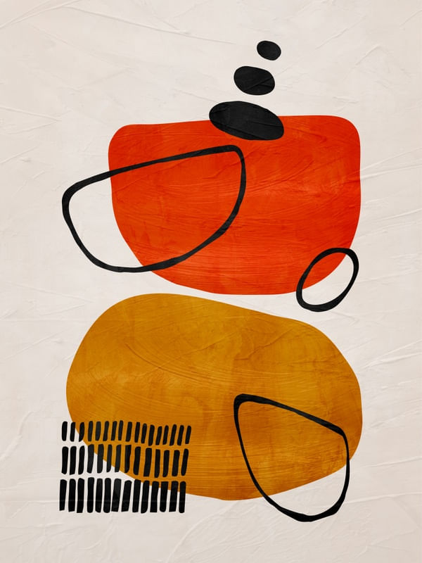 ARTE CONTEMPORANEA COLORIDA LARANJA AMARELO BEGE - ABSTRATO ORGÂNICO - 345A