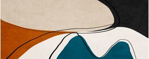 ARTE PANORAMICA CONTEMPORANEA COLORIDA MARROM PRETO AZUL - ABSTRATO ORGÂNICO-348A-PH