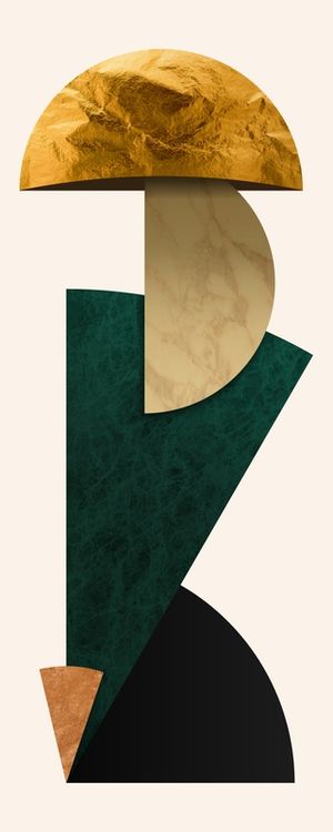 ARTE PANORAMICA CONTEMPORANEA COLORIDA DOURADO VERDE - ABSTRATO GEOMETRICO - 719A-PV