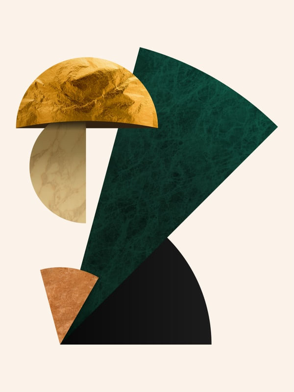 ARTE CONTEMPORANEA COLORIDA DOURADO VERDE - ABSTRATO GEOMETRICO - 719A