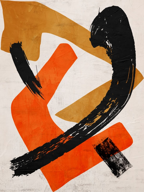 ARTE CONTEMPORANEA COLORIDA LARANJA PRETO DOURADO - ABSTRATO GEOMETRICO - 711B