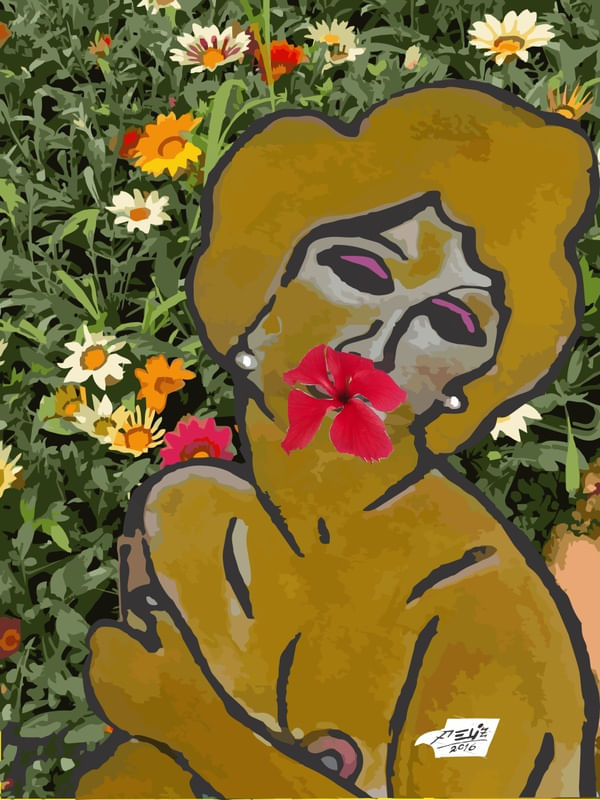 MULHER DE MODIGLIANI NO JARDIM