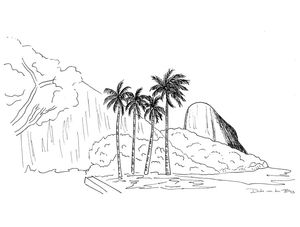 PRAIA VERMELHA EM NANQUIM POR DUDA VAN DEN BERG