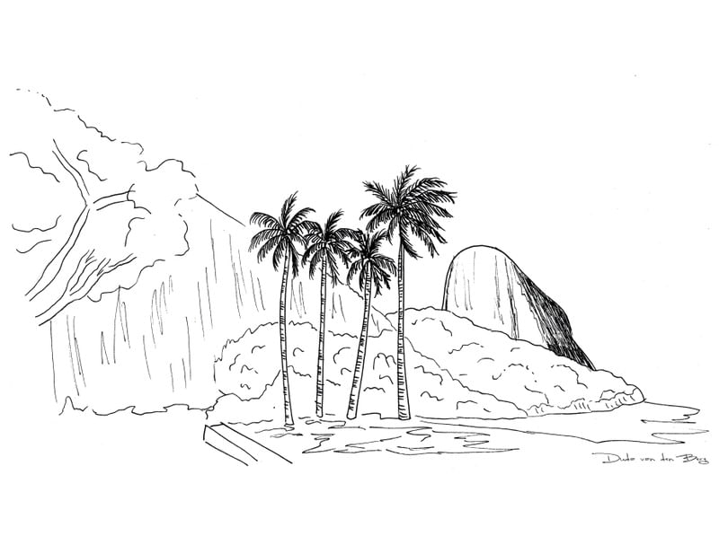 PRAIA VERMELHA EM NANQUIM POR DUDA VAN DEN BERG