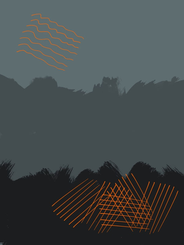 PINCELADAS COM DETALHES ABSTRATOS SÉRIE TONS CINZA LARANJA OP 06
