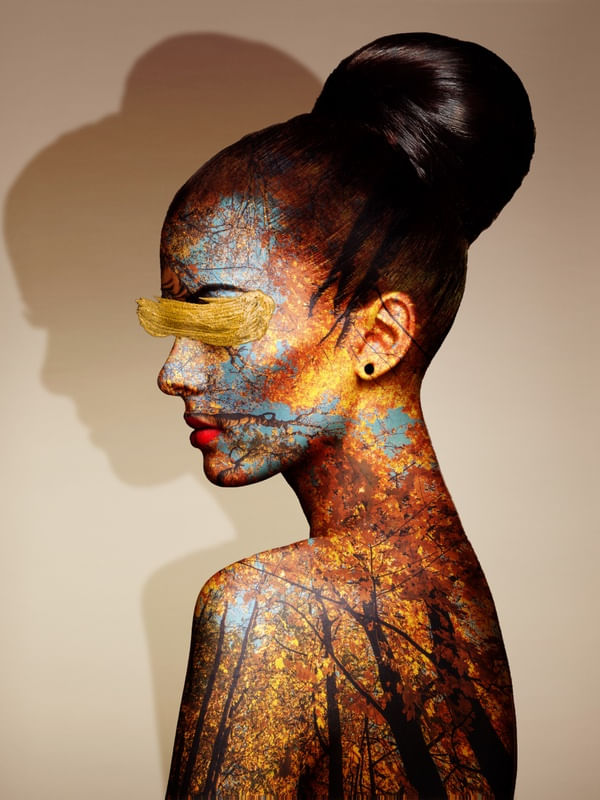 ARTE ABSTRATA COLORIDA DE MULHER E NATUREZA - DUPLA EXPOSIÇÃO - 04A