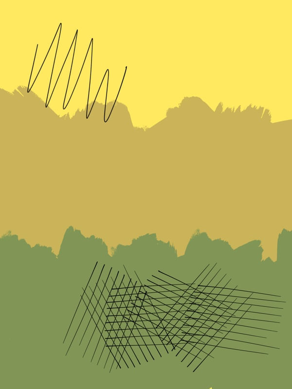 PINCELADAS COM DETALHES ABSTRATOS SÉRIE TONS AMARELO MOSTARDA VERDE OP 08