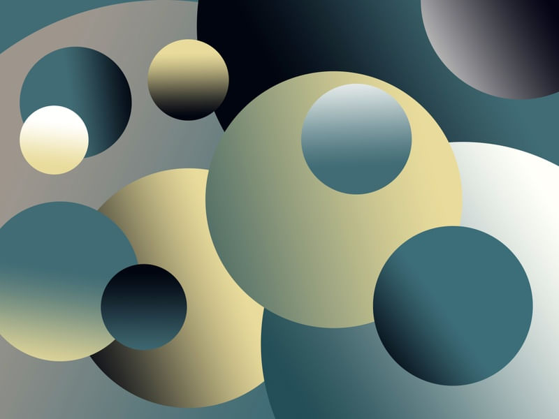QUADRO SÉRIE GEOMETRICA CÍRCULOS DEGRADÊ AZUL E CINZA OP 04
