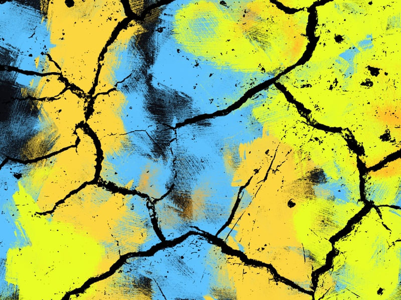 PINTURA E DETALHES ABSTRATOS SÉRIE CORES TONS DE AZUL AMARELO LARANJA OP 22