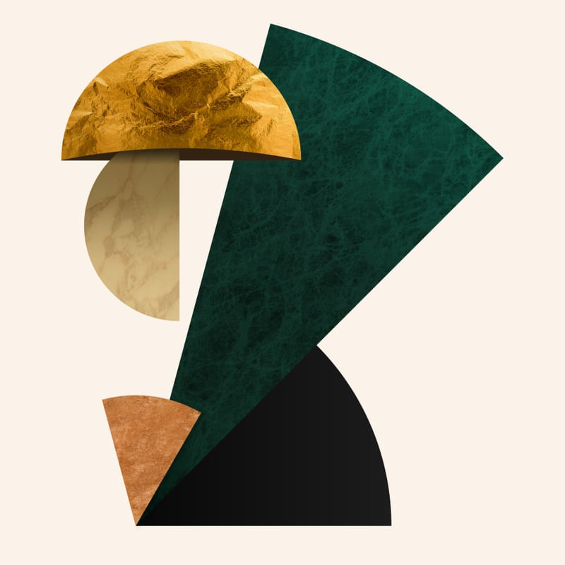 ARTE CONTEMPORANEA QUADRADO COLORIDO DOURADO VERDE BEGE - ABSTRATO GEOMETRICO - 719A-Q