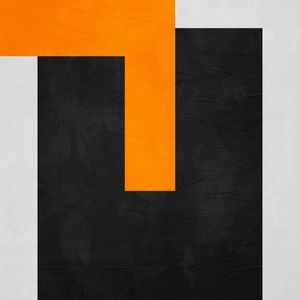 ARTE CONTEMPORANEA QUADRADO COLORIDO PRETO LARANJA - ABSTRATO GEOMETRICO - 722A-Q