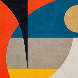 ARTE CONTEMPORANEA QUADRADO COLORIDO PRETO LARANJA AZUL - ABSTRATO GEOMETRICO - 723A-Q