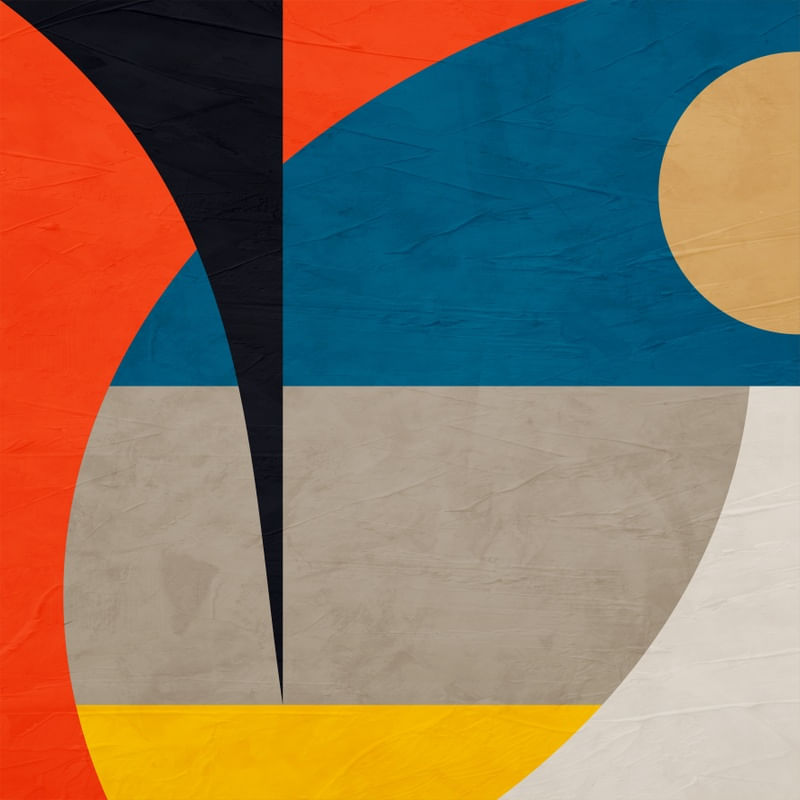 ARTE CONTEMPORANEA QUADRADO COLORIDO PRETO LARANJA AZUL - ABSTRATO GEOMETRICO - 723A-Q