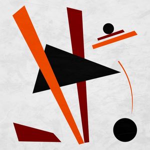 ARTE CONTEMPORANEA QUADRADO COLORIDO PRETO LARANJA - ABSTRATO GEOMETRICO - 733A-Q