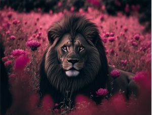 BLACK LION WHITE FLOWERS