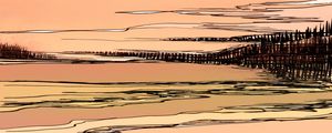 THE HAPPY RECLUSE 1 HORIZONTAL - LARANJA PESSEGO NATUREZA PAISAGEM PANORAMICO SKETCH