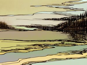 THE HAPPY RECLUSE 3 PAISAGEM - VERDE AGUA NATUREZA MINIMALISTA PANORAMICO SKETCH
