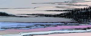 THE HAPPY RECLUSE 4 HORIZONTAL - LAVANDA AZUL NATUREZA PAISAGEM PANORAMICO SKETCH