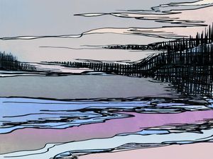 THE HAPPY RECLUSE 4 PAISAGEM - LAVANDA AZUL NATUREZA MINIMALISTA PANORAMICO SKETCH