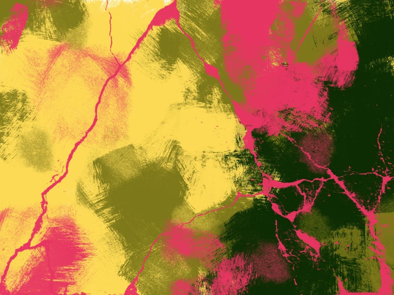 PINTURA E DETALHES ABSTRATOS SÉRIE CORES TONS DE VERDE AMARELO ROSA OP 23