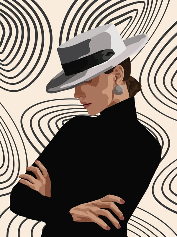 MYSTERIOUS WOMAN IN HAT ABSTRACT 4