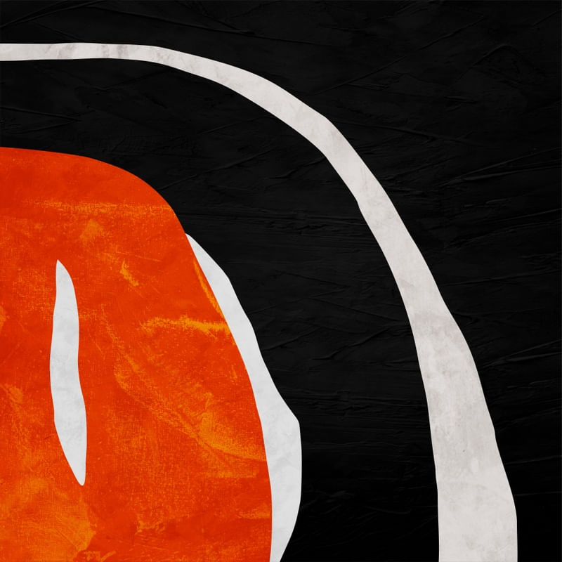 QUADRO DECORATIVO COLORIDO QUADRADO PRETO LARANJA - ABSTRATO ORGANICO - 350A-Q
