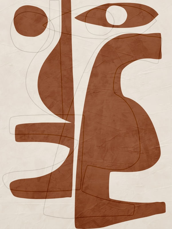 QUADRO DECORATIVO COLORIDO MARROM BEGE - ABSTRATO ORGANICO - 372A