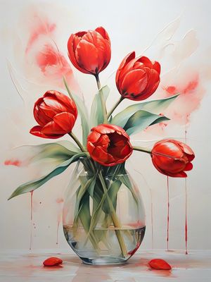 TULIPAS VERMELHAS EM VASO BY AI