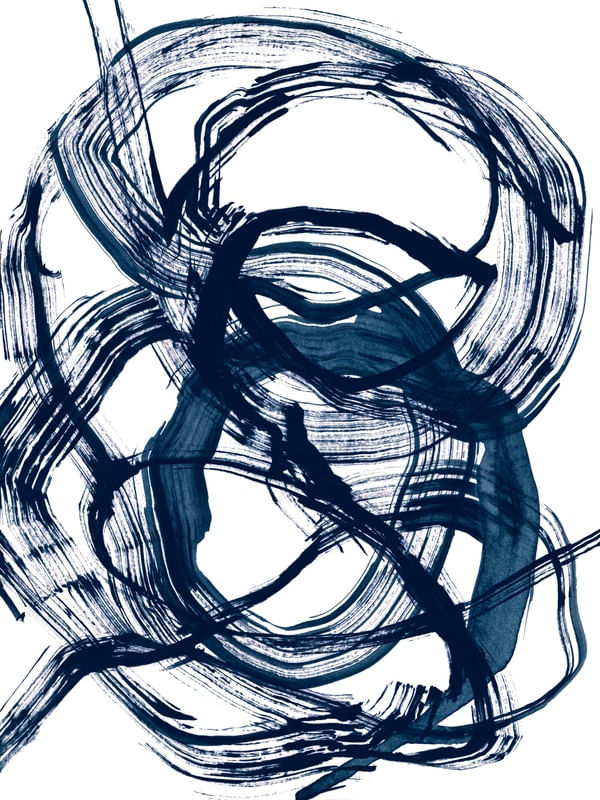 DISSONANCE 1 INDIGO AZUL - PINCELADAS ABSTRATO MINIMALISTA PINTURA