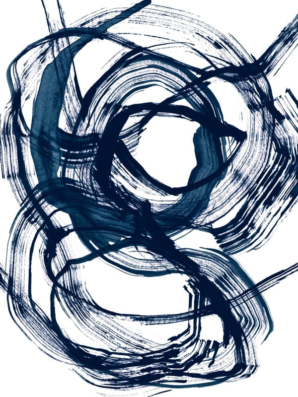DISSONANCE 2 INDIGO AZUL - PINCELADAS ABSTRATO MINIMALISTA PINTURA