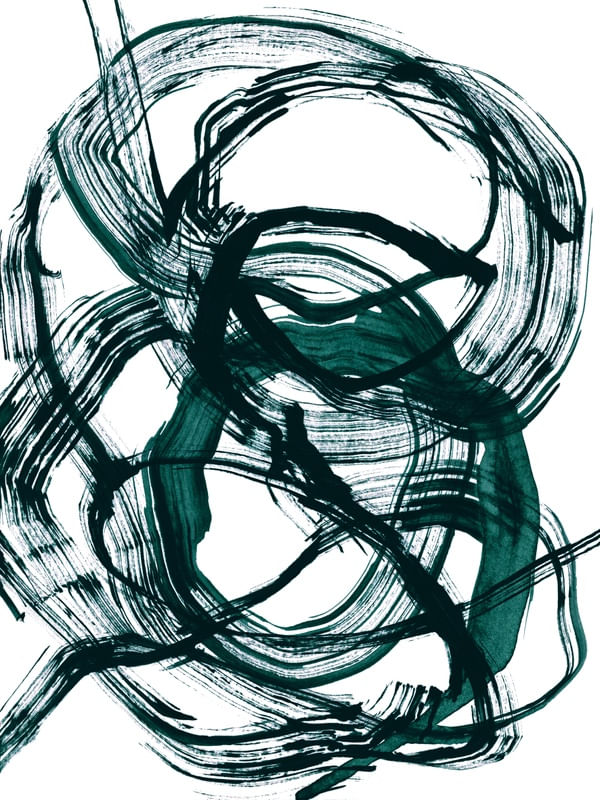 DISSONANCE 1 ESMERALDA VERDE - PINCELADAS ABSTRATO MINIMALISTA PINTURA