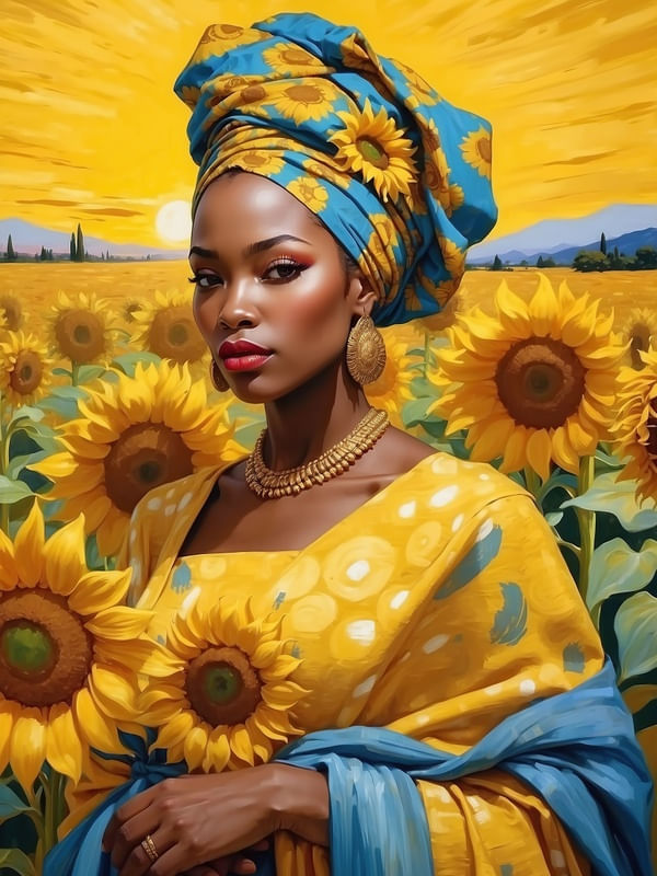 BELEZA AFRO COM GIRASSÓIS II BY AI