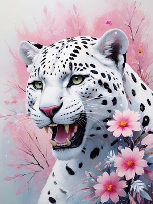 ONÇA BRANCA COM FLORES BY AI