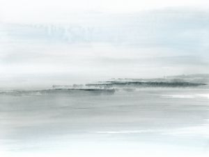 ABSTRACT COASTAL WATERCOLOR IN SOFT BLUE