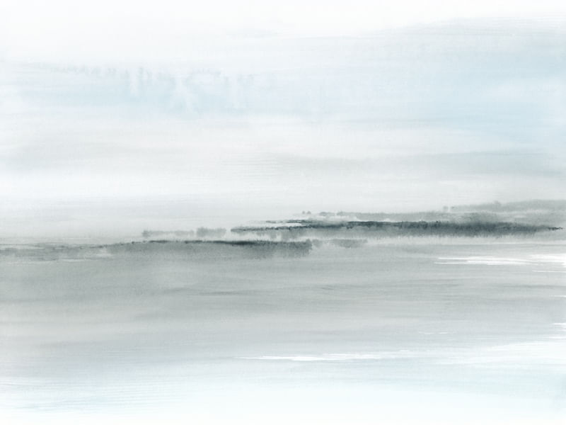 ABSTRACT COASTAL WATERCOLOR IN SOFT BLUE