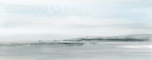ABSTRACT COASTAL WATERCOLOR IN SOFT BLUE - PANORAMIC