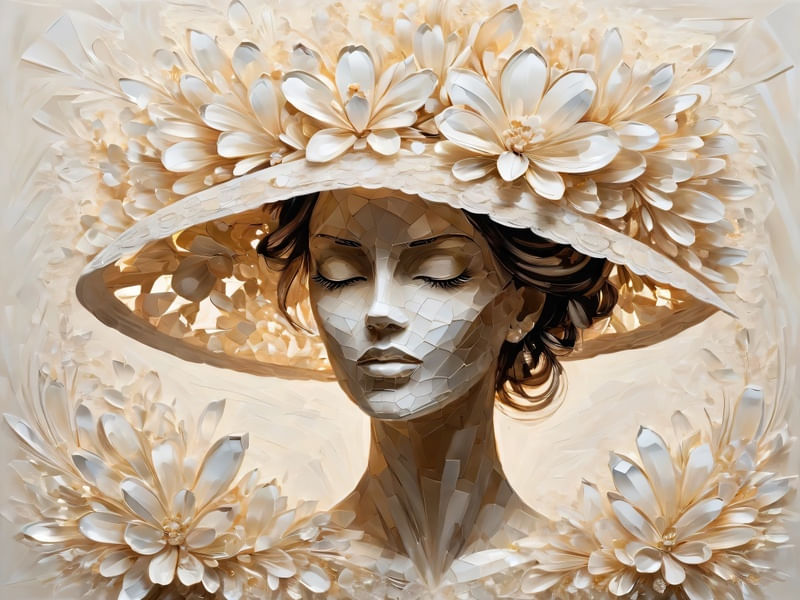 CHAPÉU COM FLORES BRANCAS I BY AI